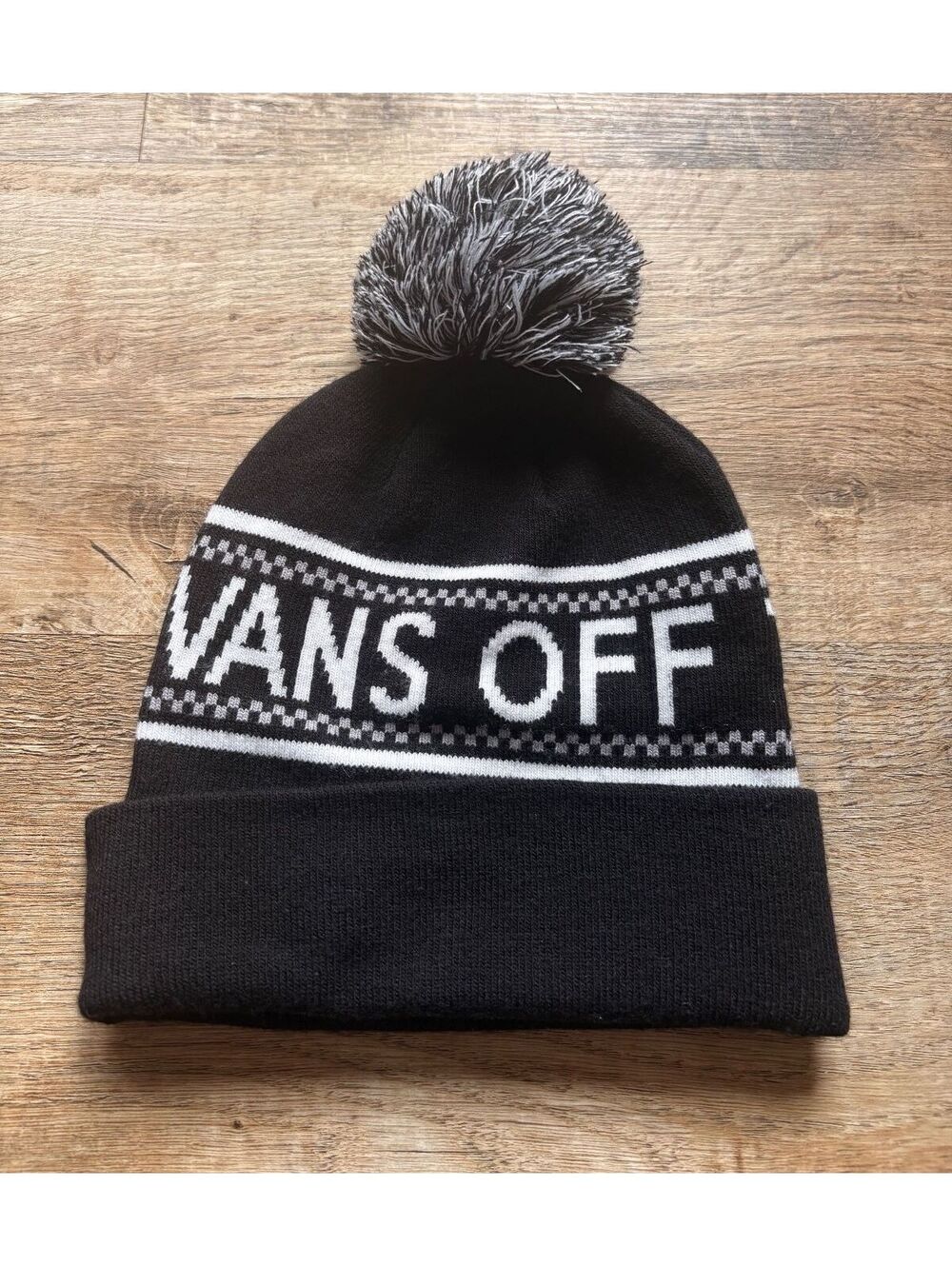 Vans Off The Wall Black and White Pom Pom Beanie Hat